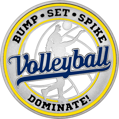 Navy Blue "Volleyball" with Yellow Outer Circular Borders
